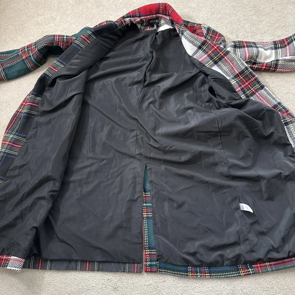 Current Mood My Own Beat Patchwork Tartan Plaid Button Up Long Sleeve Coat XL - Picture 7 of 9
